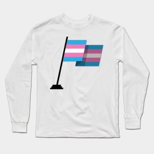 Large Waving Flag in Transgender Pride Flag Colors Long Sleeve T-Shirt